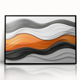 Contemporary Abstract Art Pieces – Orange, Black & White Waves