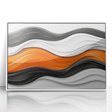 Contemporary Abstract Art Pieces – Orange, Black & White Waves