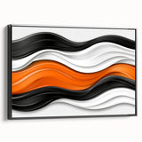 Contemporary Abstract Art Pieces – Orange, Black & White Waves