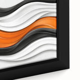 Contemporary Abstract Art Pieces – Orange, Black & White Waves