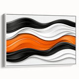 Contemporary Abstract Art Pieces – Orange, Black & White Waves