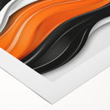 Contemporary Abstract Art Pieces – Orange, Black & White Waves