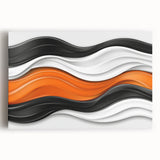 Contemporary Abstract Art Pieces – Orange, Black & White Waves