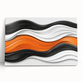 Contemporary Abstract Art Pieces – Orange, Black & White Waves