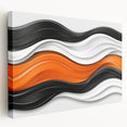 Contemporary Abstract Art Pieces – Orange, Black & White Waves