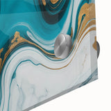 Modern Luxury Abstract Painting – Teal & Gold High-End Art