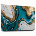 Modern Luxury Abstract Painting – Teal & Gold High-End Art