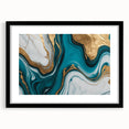Modern Luxury Abstract Painting – Teal & Gold High-End Art