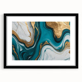 Modern Luxury Abstract Painting – Teal & Gold High-End Art