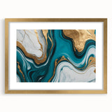 Modern Luxury Abstract Painting – Teal & Gold High-End Art