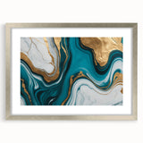 Modern Luxury Abstract Painting – Teal & Gold High-End Art