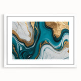 Modern Luxury Abstract Painting – Teal & Gold High-End Art