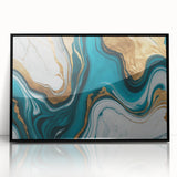 Modern Luxury Abstract Painting – Teal & Gold High-End Art