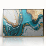 Modern Luxury Abstract Painting – Teal & Gold High-End Art
