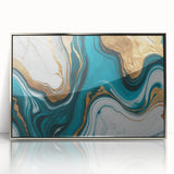 Modern Luxury Abstract Painting – Teal & Gold High-End Art