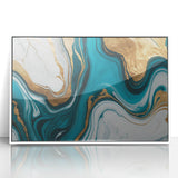 Modern Luxury Abstract Painting – Teal & Gold High-End Art