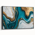 Modern Luxury Abstract Painting – Teal & Gold High-End Art