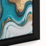 Modern Luxury Abstract Painting – Teal & Gold High-End Art