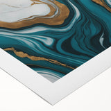 Modern Luxury Abstract Painting – Teal & Gold High-End Art