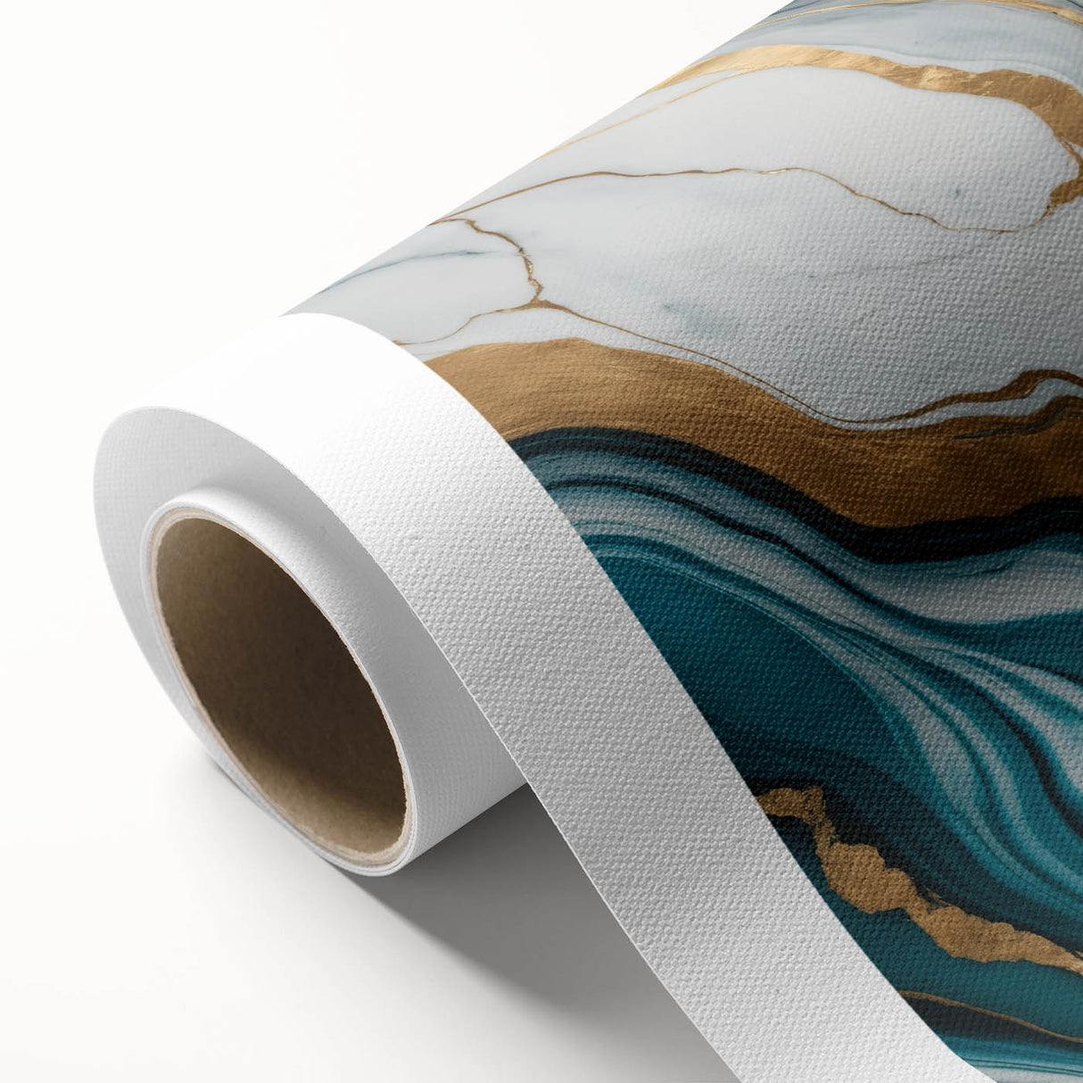 Modern Luxury Abstract Painting – Teal & Gold High-End Art