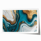 Modern Luxury Abstract Painting – Teal & Gold High-End Art