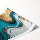 Modern Luxury Abstract Painting – Teal & Gold High-End Art