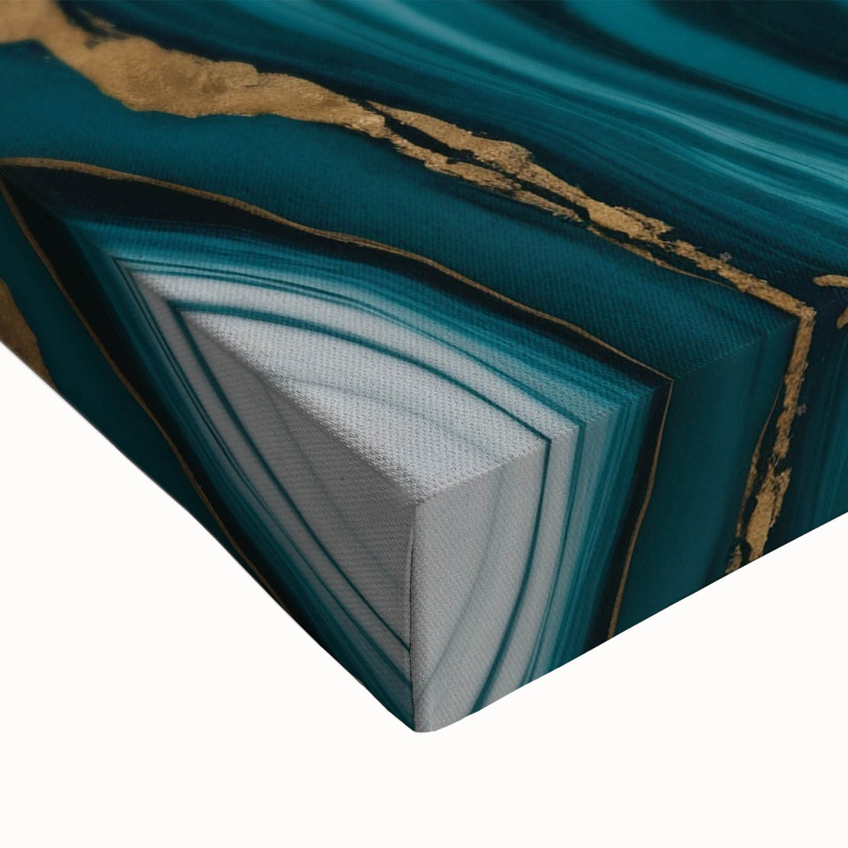 Modern Luxury Abstract Painting – Teal & Gold High-End Art