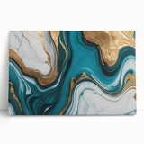 Modern Luxury Abstract Painting – Teal & Gold High-End Art