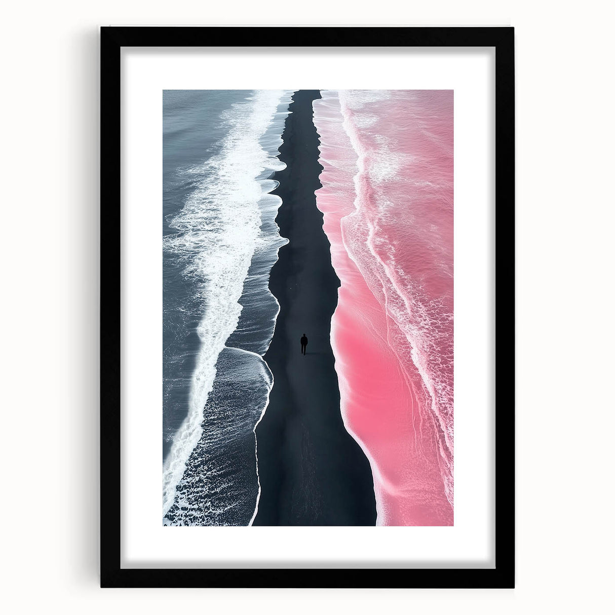 Black and White Minimalist Landscapes – Surreal Pink Ocean Print