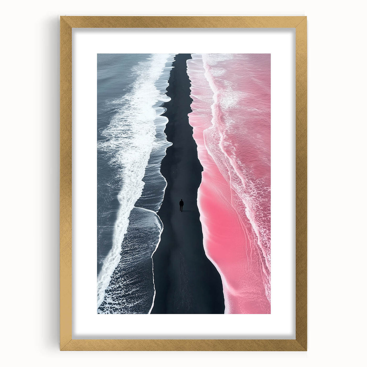 Black and White Minimalist Landscapes – Surreal Pink Ocean Print