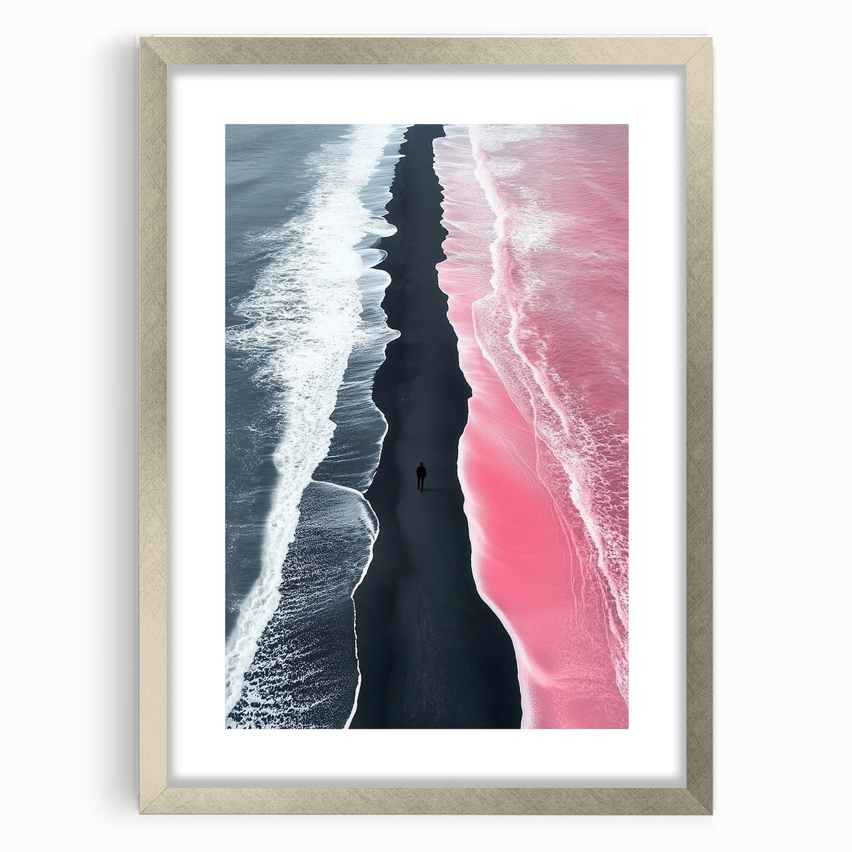 Black and White Minimalist Landscapes – Surreal Pink Ocean Print