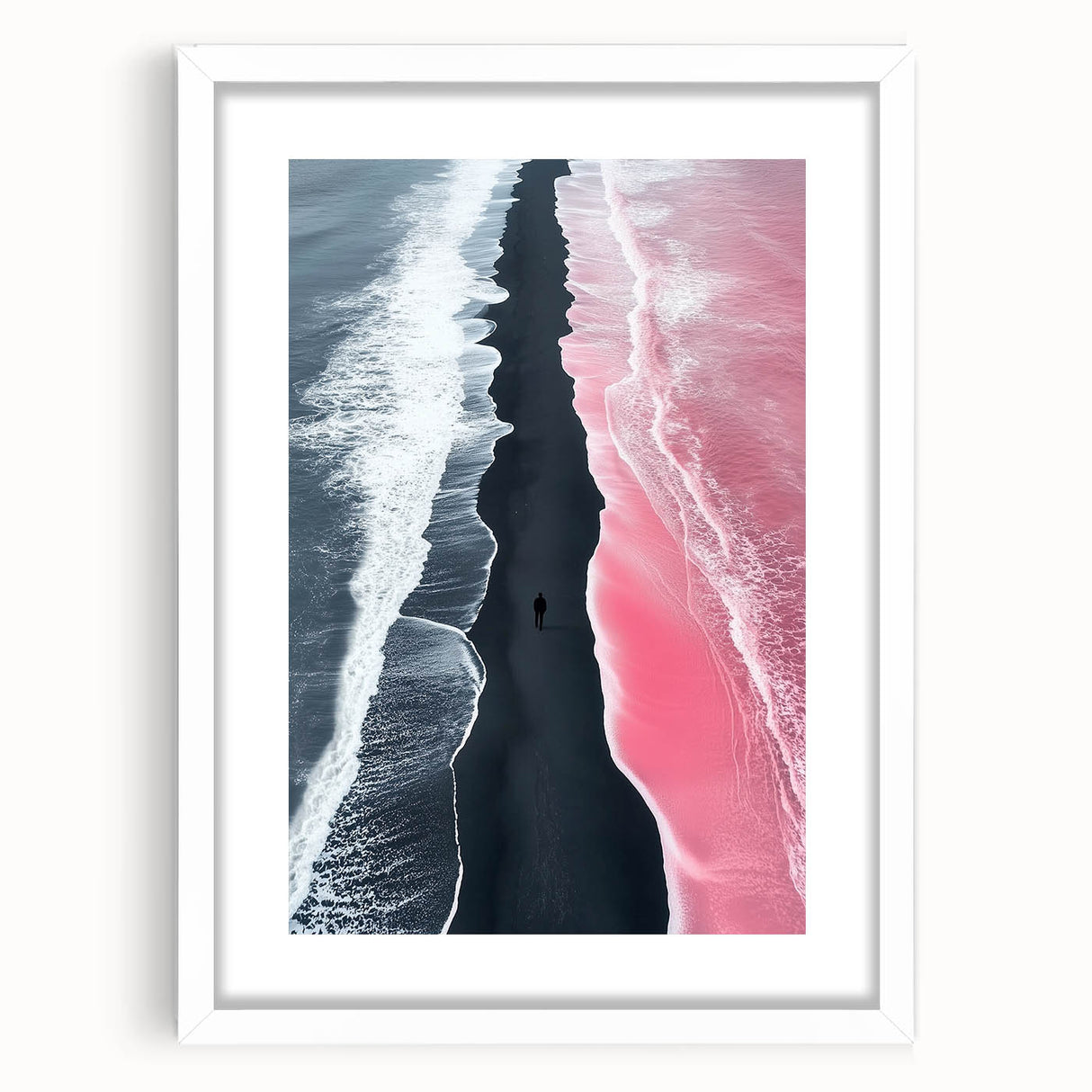 Black and White Minimalist Landscapes – Surreal Pink Ocean Print