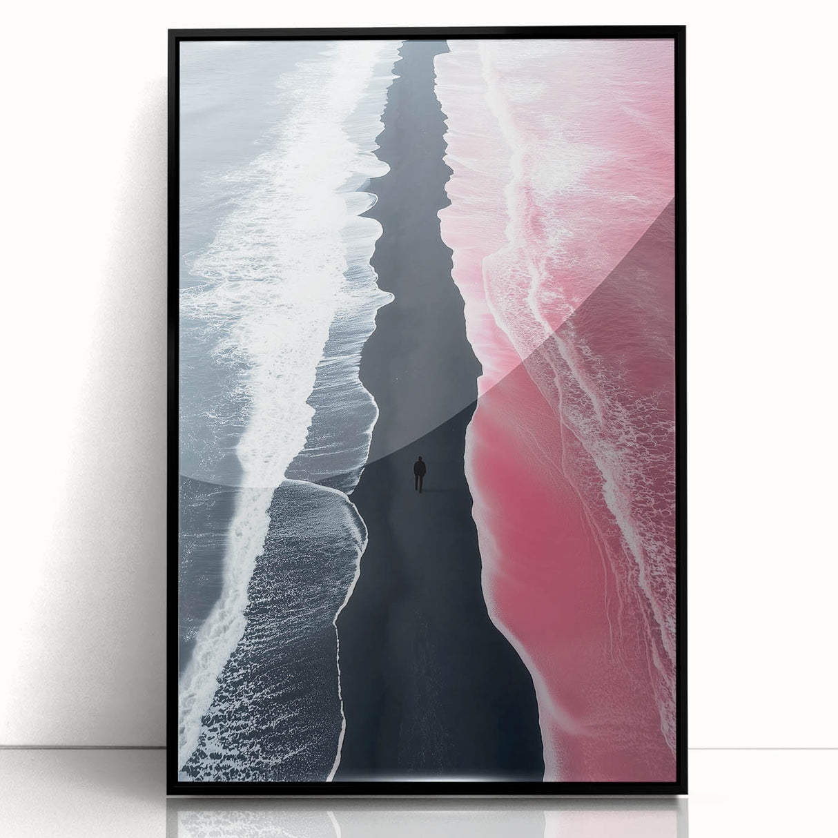 Black and White Minimalist Landscapes – Surreal Pink Ocean Print