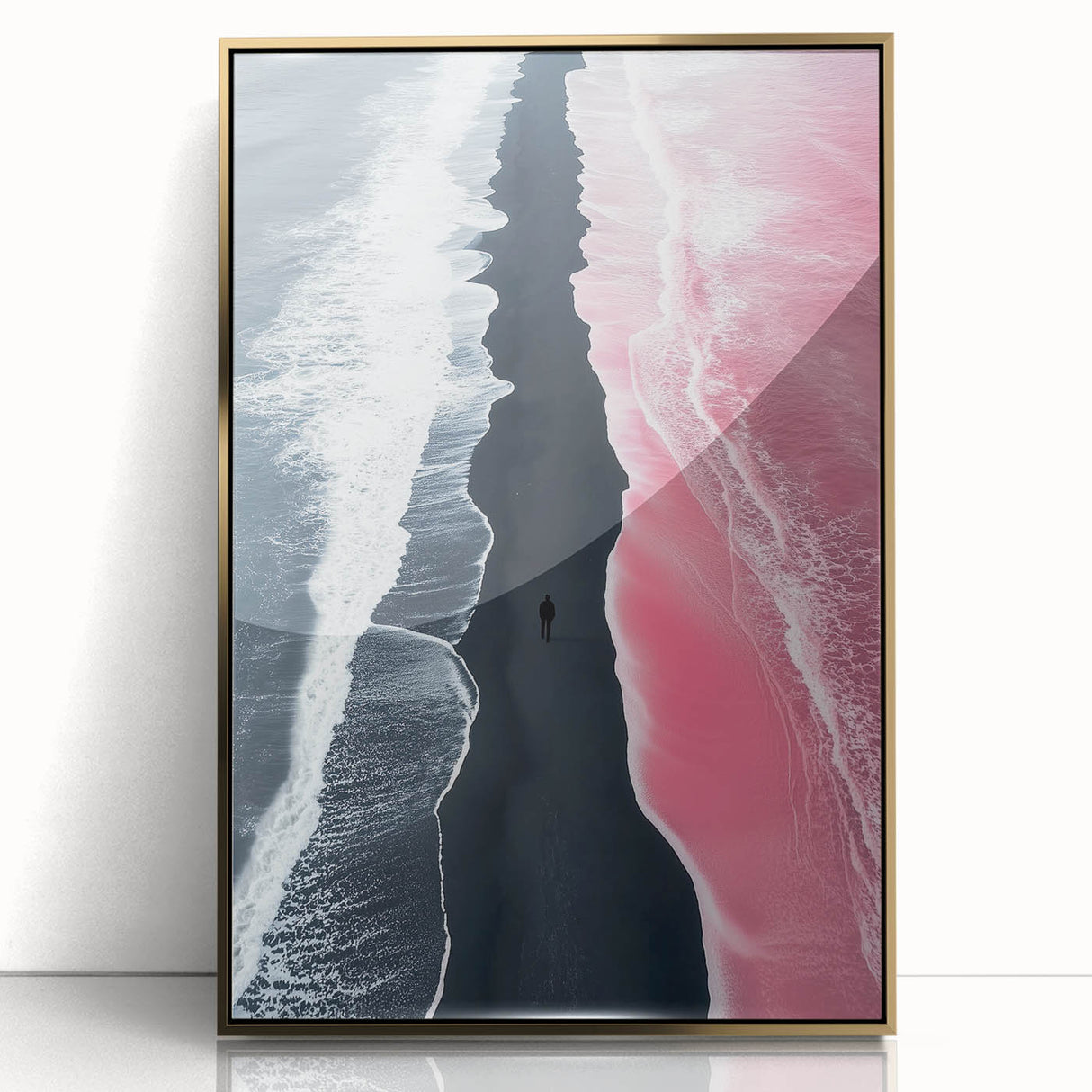 Black and White Minimalist Landscapes – Surreal Pink Ocean Print