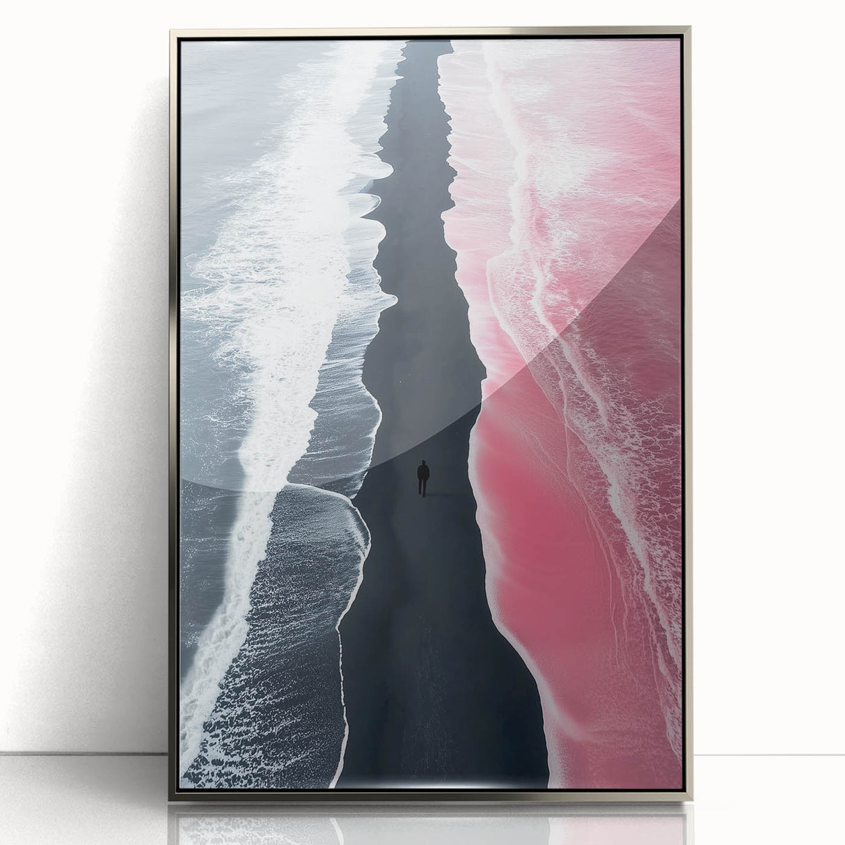 Black and White Minimalist Landscapes – Surreal Pink Ocean Print