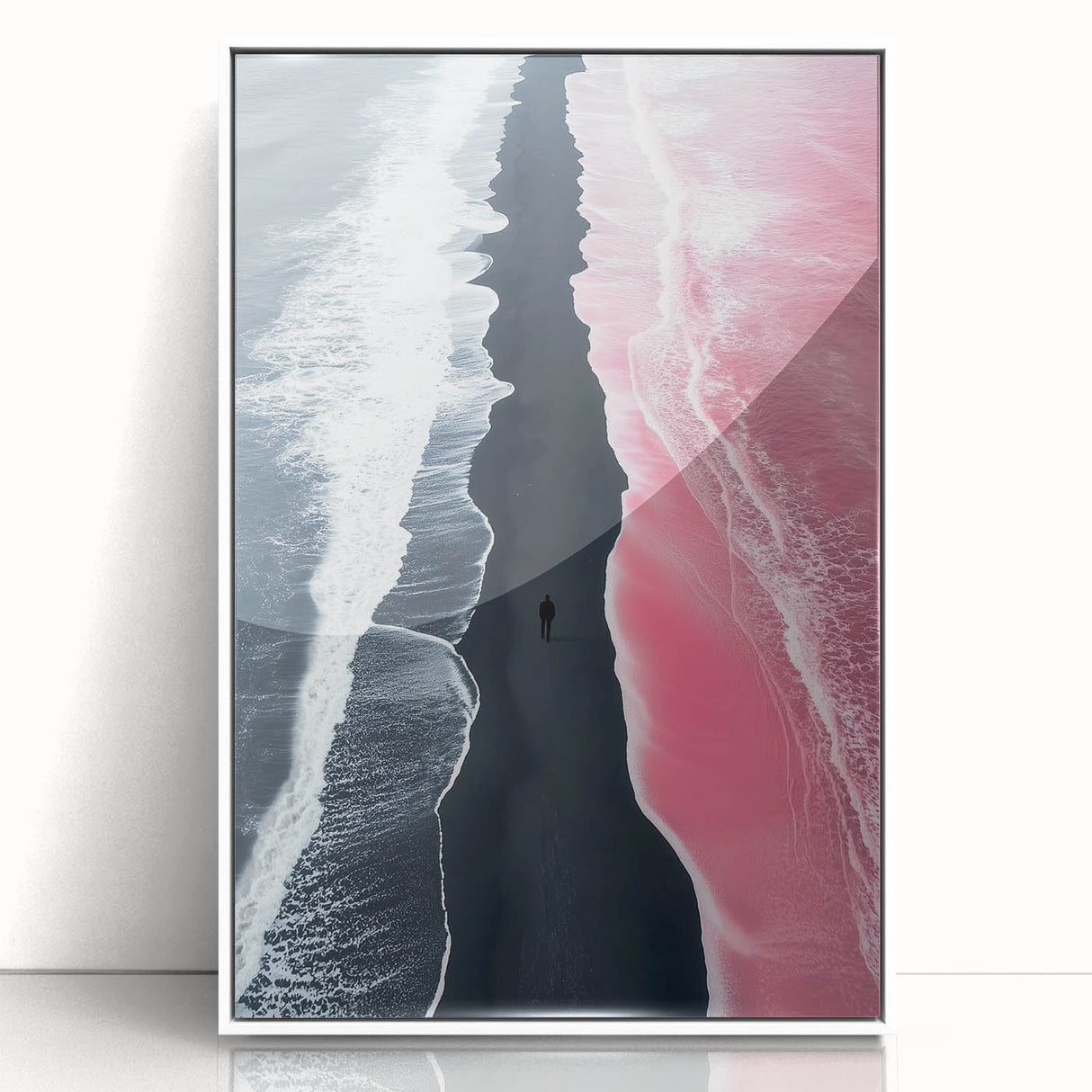 Black and White Minimalist Landscapes – Surreal Pink Ocean Print