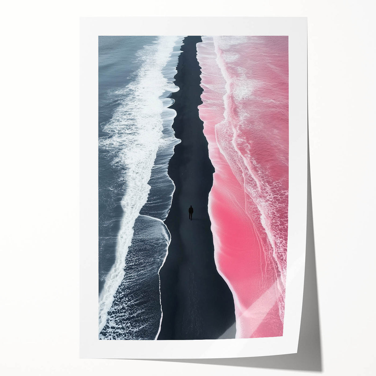 Black and White Minimalist Landscapes – Surreal Pink Ocean Print