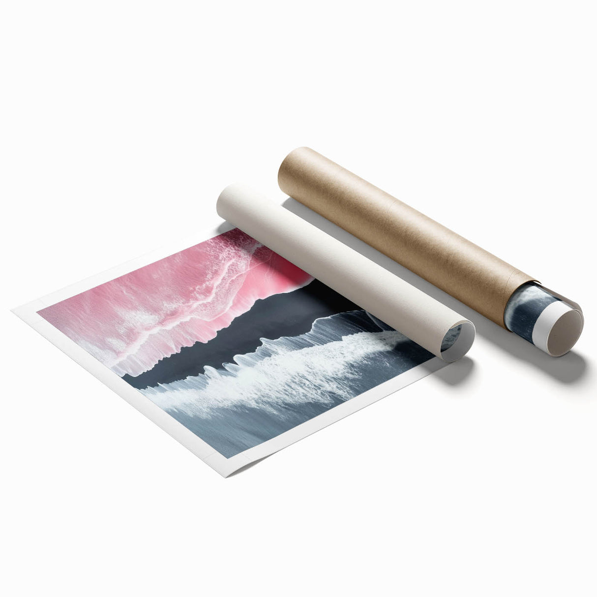 Black and White Minimalist Landscapes – Surreal Pink Ocean Print
