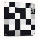 Modern Geometric Abstract Wall Art - Black and White Checkered Print