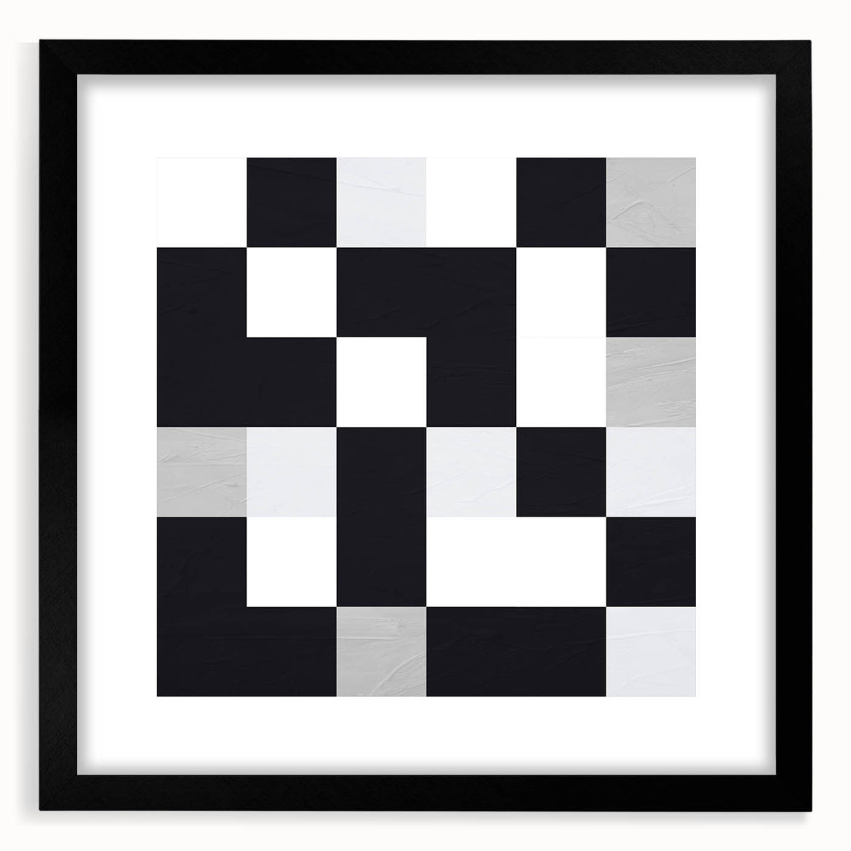 Modern Geometric Abstract Wall Art - Black and White Checkered Print