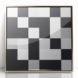 Modern Geometric Abstract Wall Art - Black and White Checkered Print