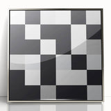 Modern Geometric Abstract Wall Art - Black and White Checkered Print
