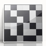 Modern Geometric Abstract Wall Art - Black and White Checkered Print