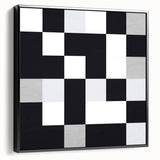 Modern Geometric Abstract Wall Art - Black and White Checkered Print