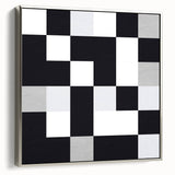 Modern Geometric Abstract Wall Art - Black and White Checkered Print