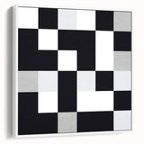 Modern Geometric Abstract Wall Art - Black and White Checkered Print