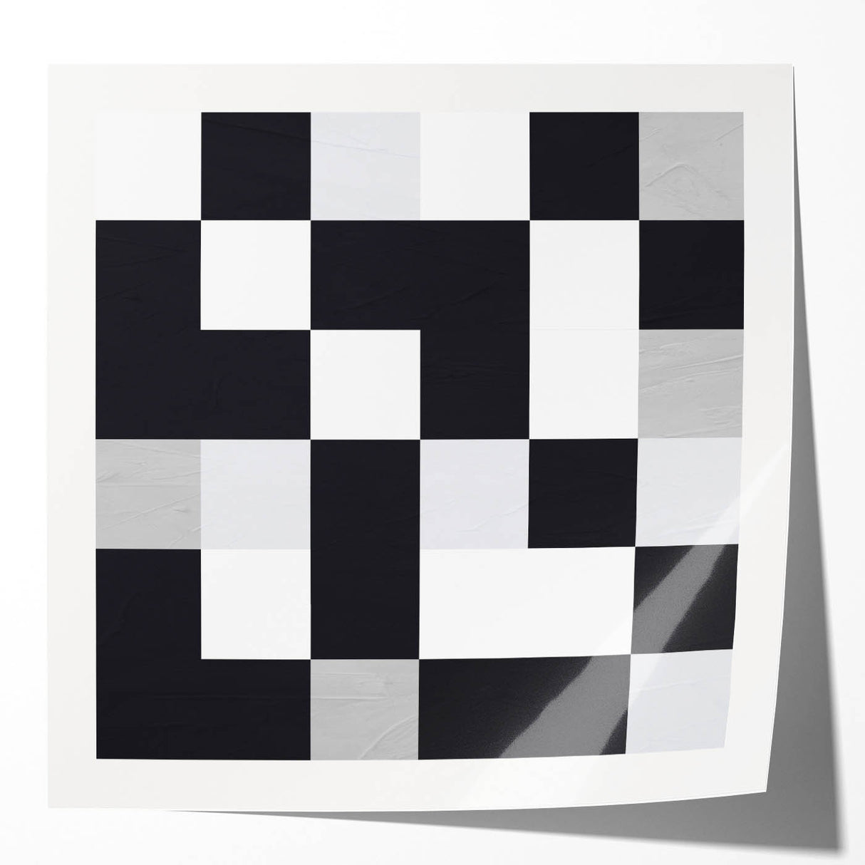 Modern Geometric Abstract Wall Art - Black and White Checkered Print
