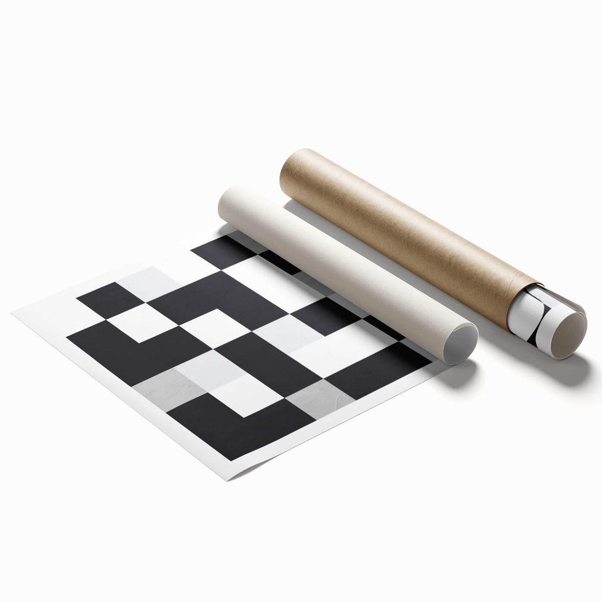 Modern Geometric Abstract Wall Art - Black and White Checkered Print