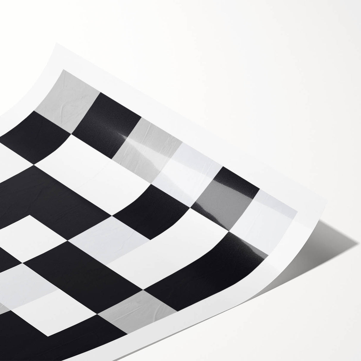 Modern Geometric Abstract Wall Art - Black and White Checkered Print