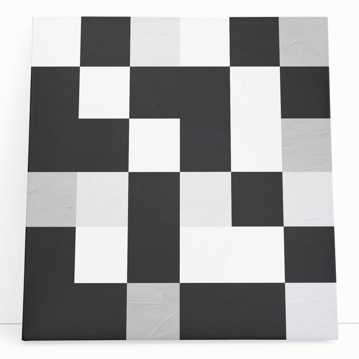 Modern Geometric Abstract Wall Art - Black and White Checkered Print